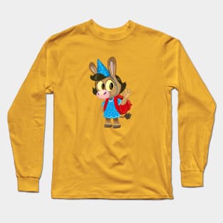 cute little donkey with a birthday pointed hat and a school bag Long Sleeve T-Shirt